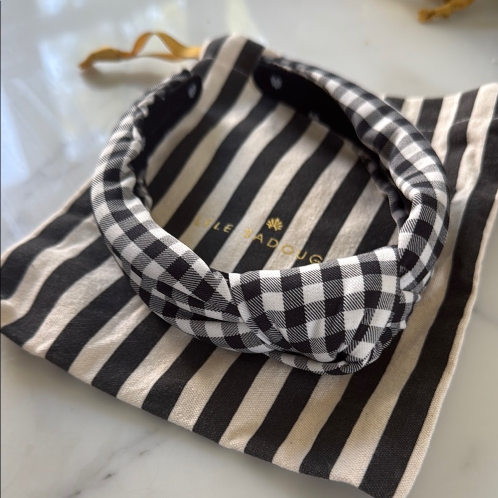 Lele Sadoughi Black and White Gingham Headband